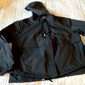 Evri Black Hooded Zip Up Short Jacket Wind Breaker